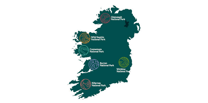 Map of the National Parks in Ireland